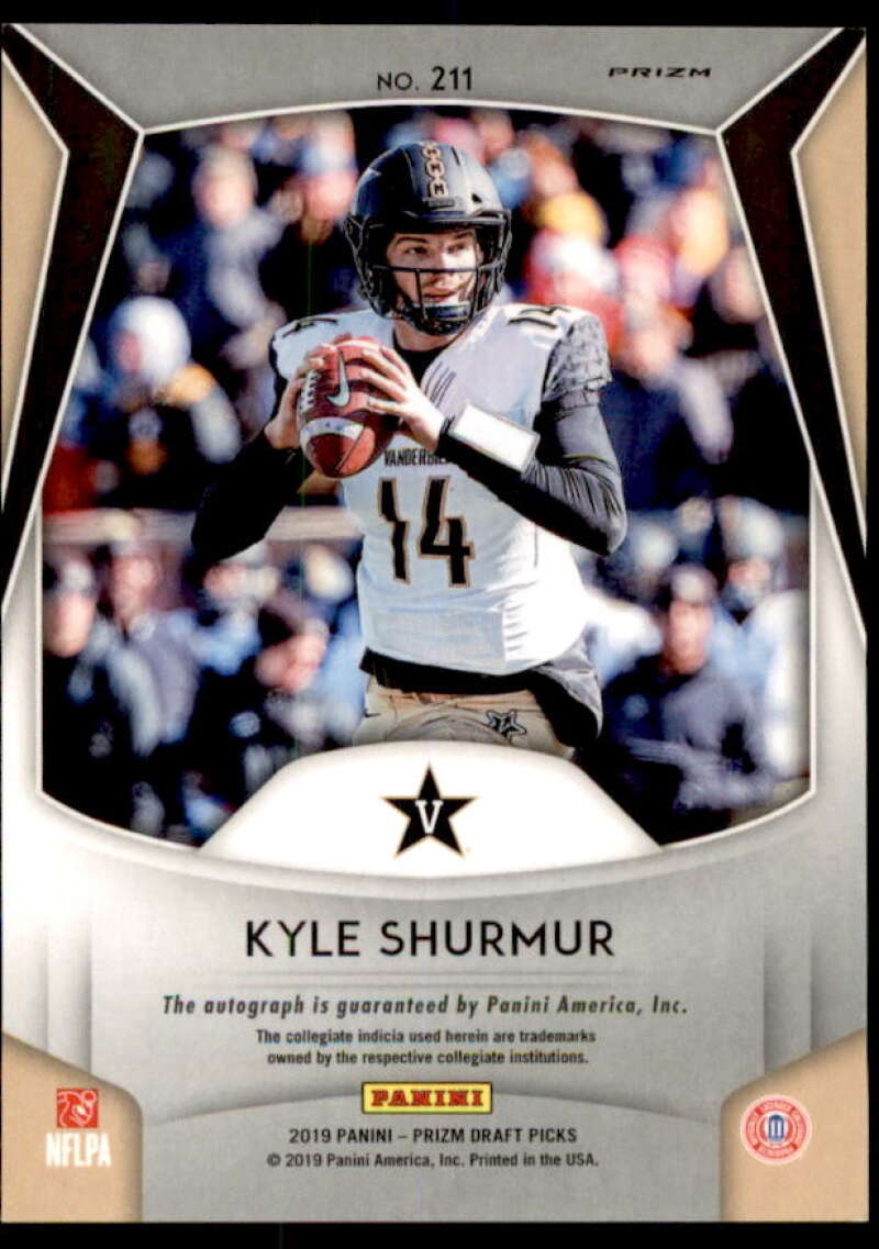 Kyle Shurmur Rookie Card 2019 Panini Prizm Draft Picks Autograph Prizms #211  Image 2