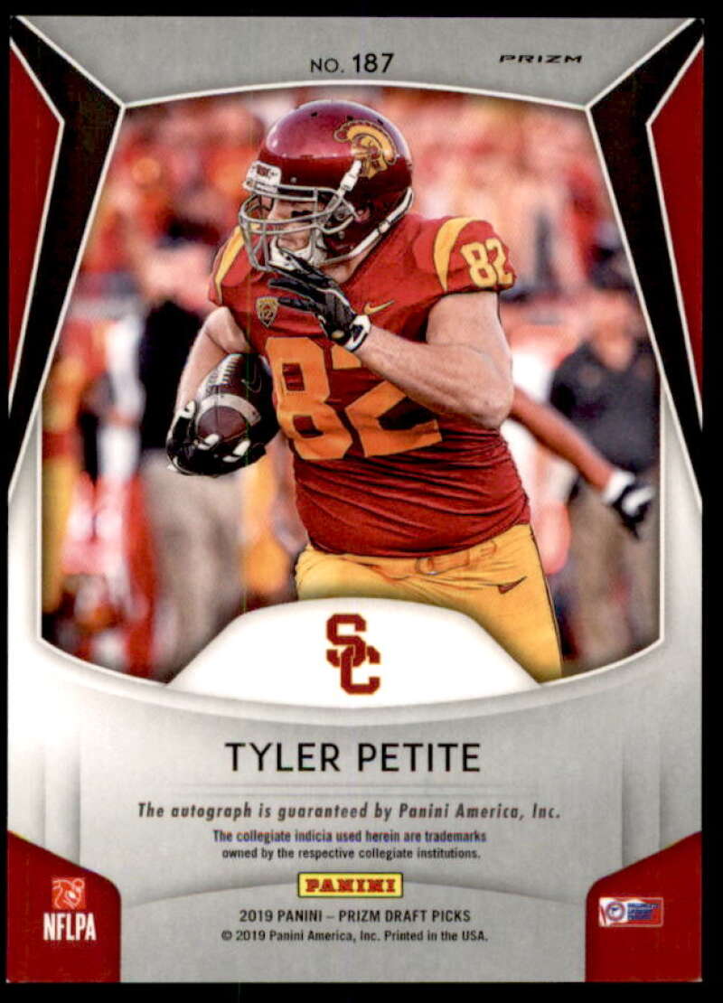 Tyler Petite Rookie Card 2019 Panini Prizm Draft Picks Autograph Prizms #187  Image 2