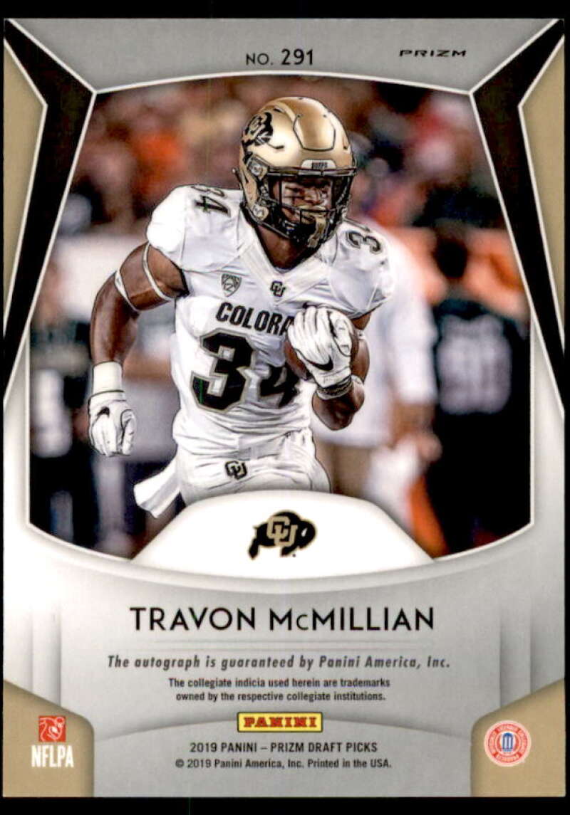 Travon McMillian Rookie 2019 Panini Prizm Draft Picks Autograph Prizms #291  Image 2