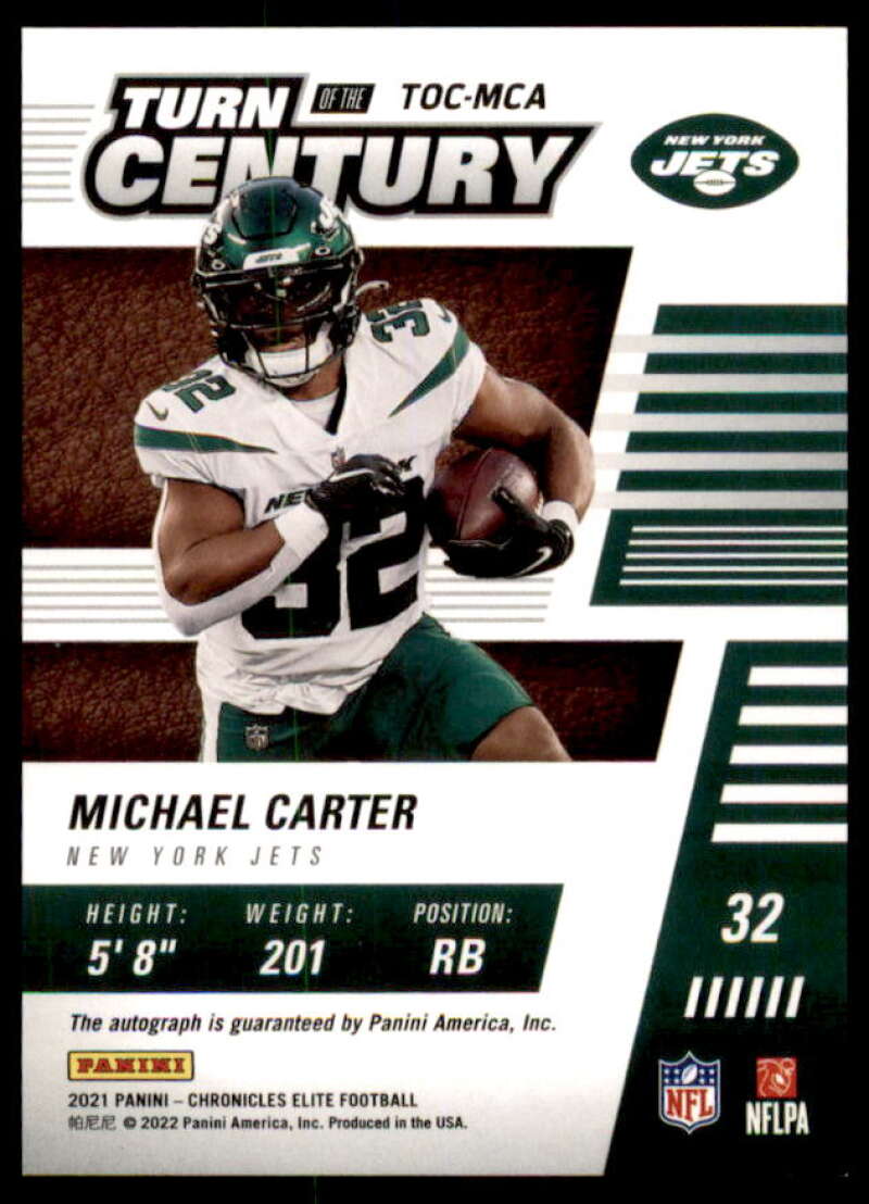 Michael Carter Rookie Card 2021 Elite Turn of the Century Autographs Red #18  Image 2
