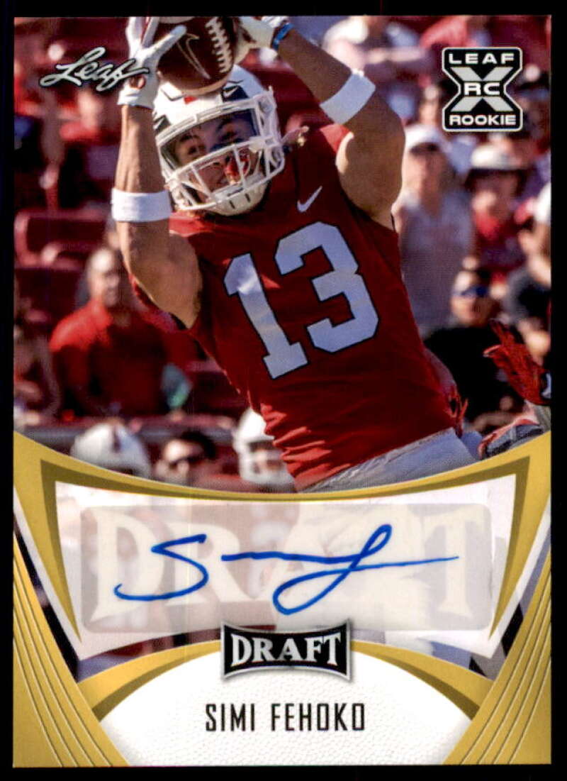 Simi Fehoko Rookie Card 2021 Leaf Draft Autographs Gold #BASF1  Image 1