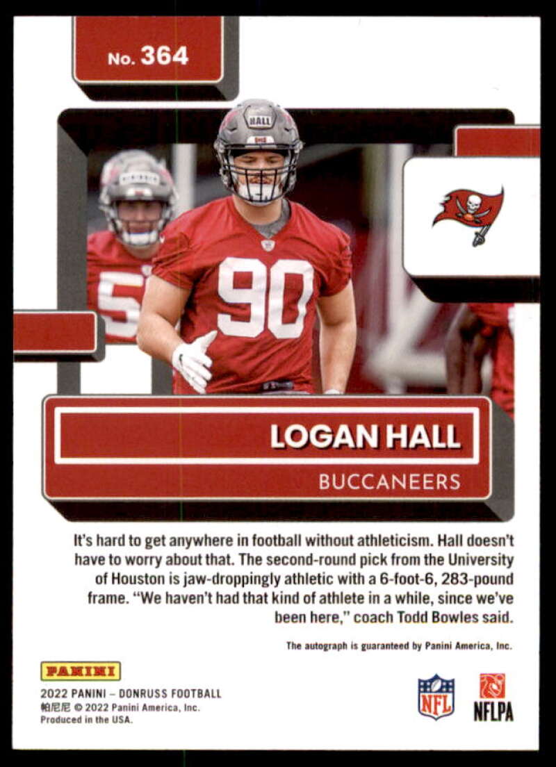 Logan Hall Rookie Card 2022 Donruss Rated Rookies Autographs #364  Image 2