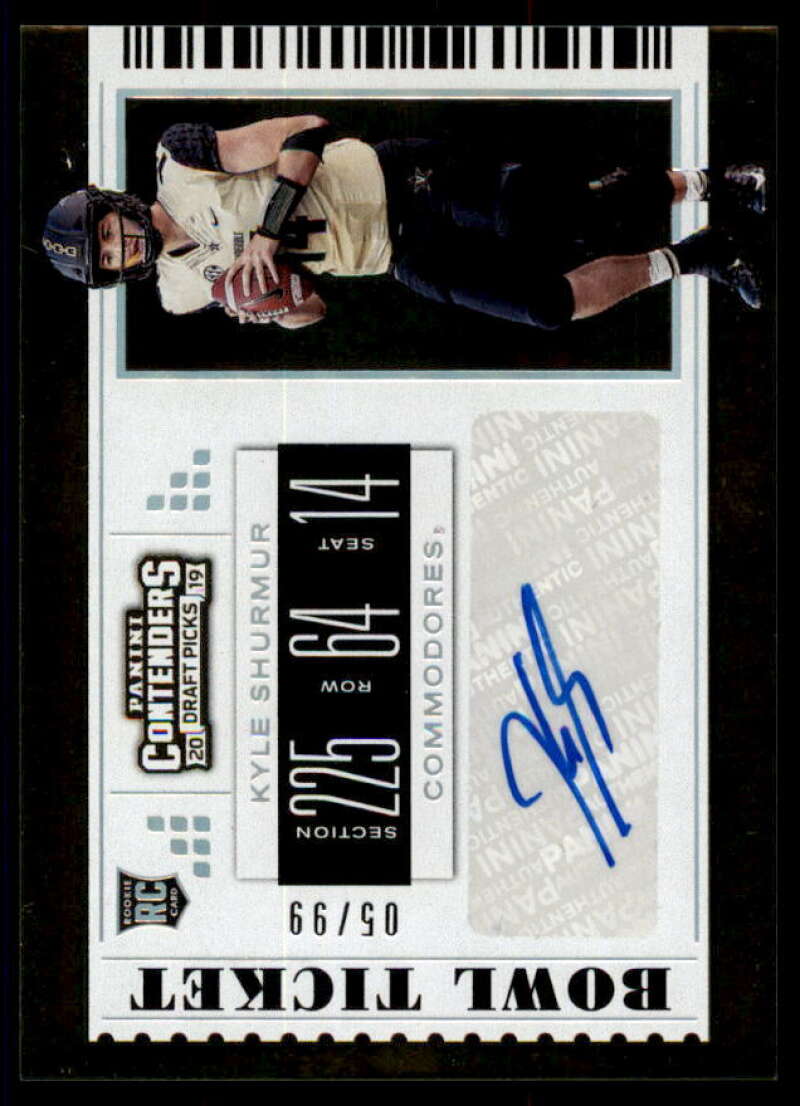 Kyle Shurmur AU Rookie Card 2019 Panini Contenders Draft Picks Bowl Ticket #264  Image 1