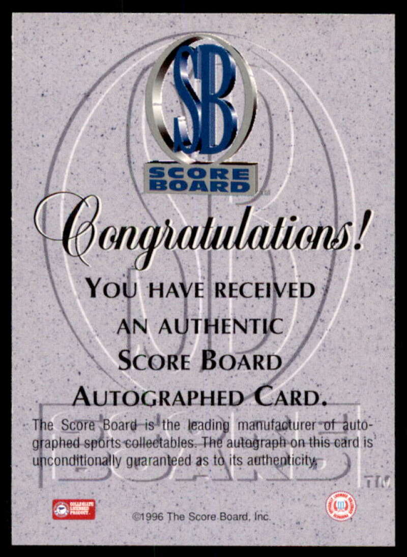 Shawn Harvey Rookie Card 1996 Score Board Autographed BK Autographs #NNO  Image 2