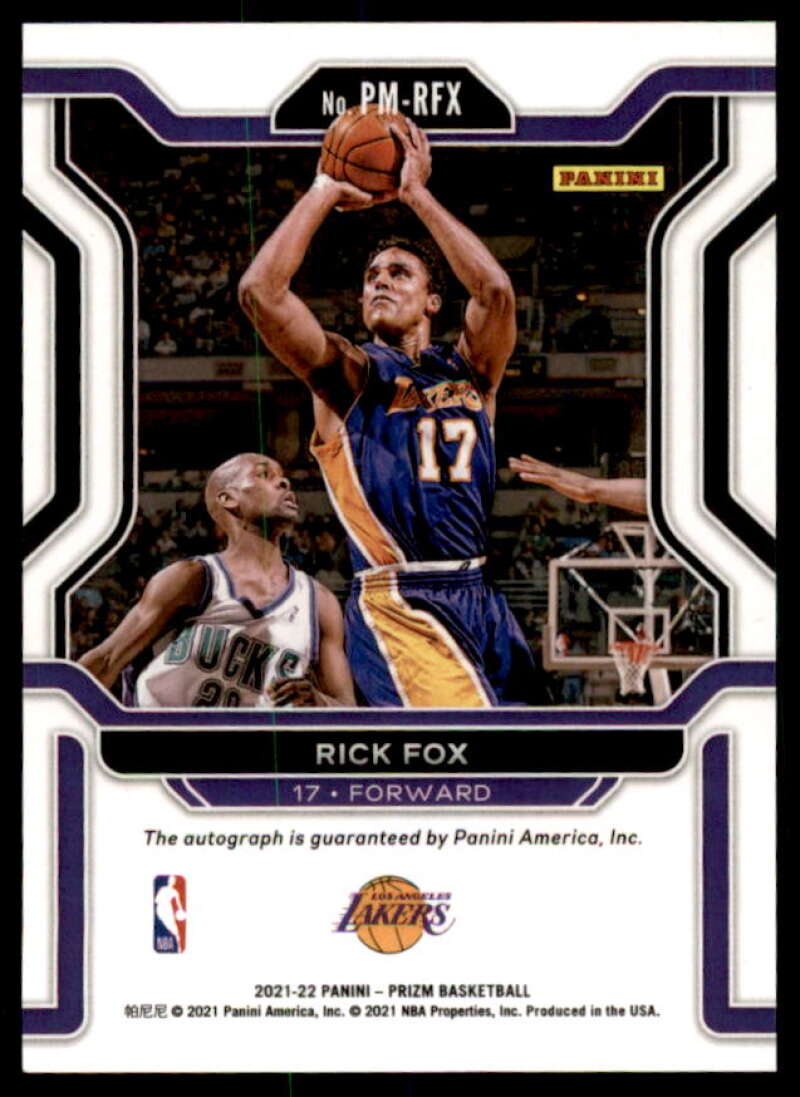 Rick Fox Card 2021-22 Panini Prizm Penmanship #14  Image 2