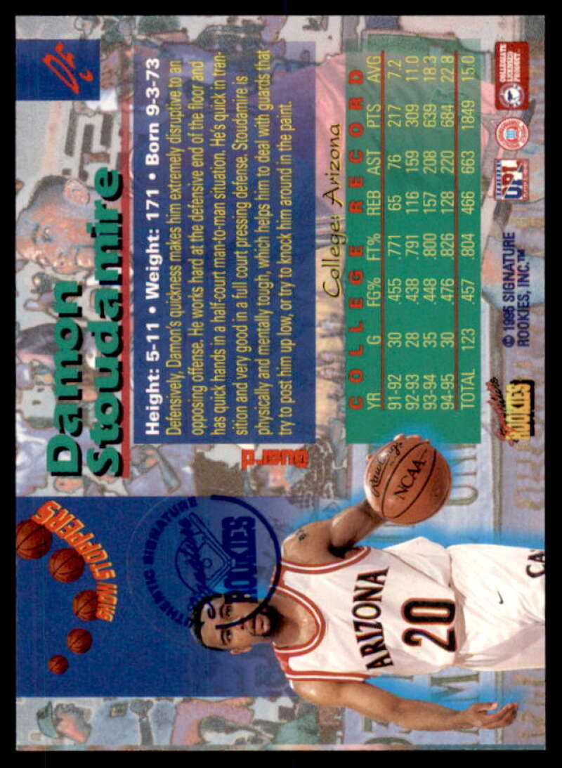 Damon Stoudamire RC 1995 Signature Rookies Draft Day Show Stoppers Signatures #D5  Image 2