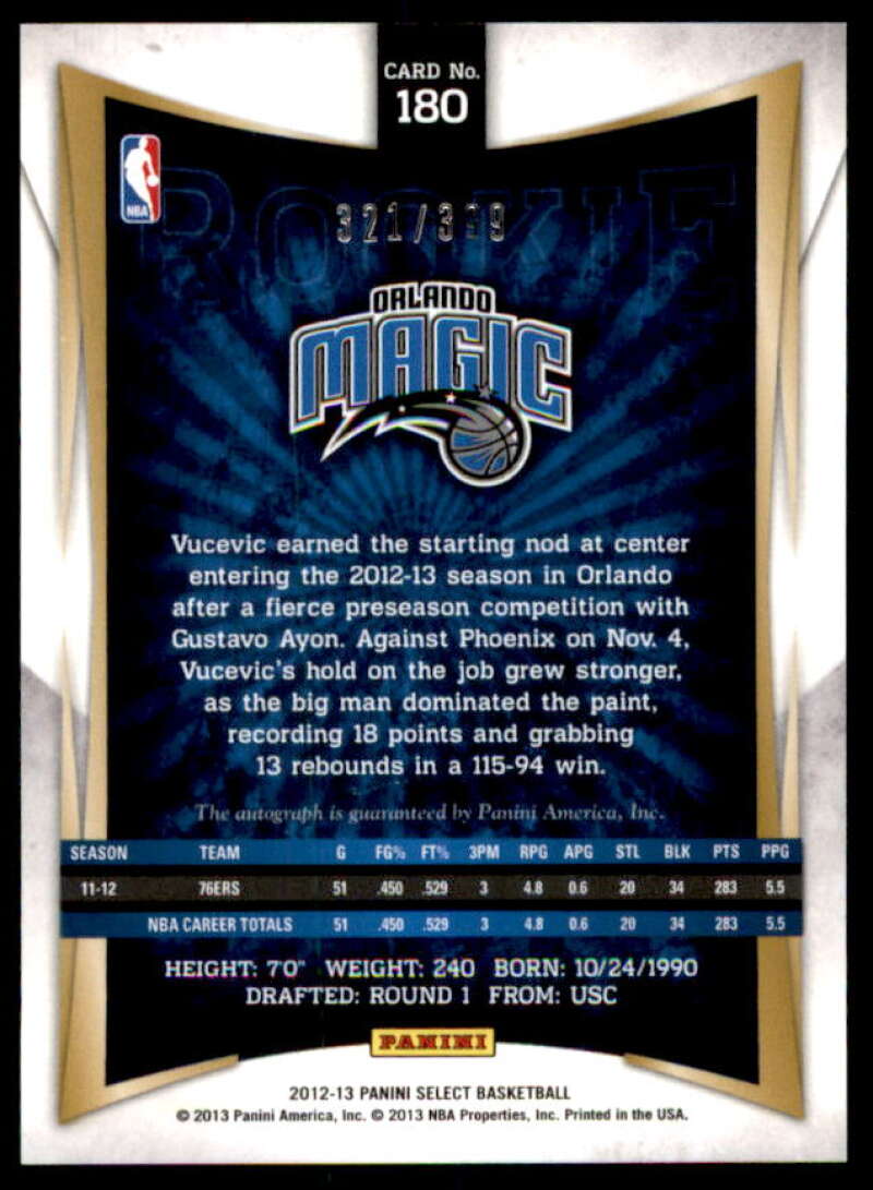 Nikola Vucevic AU/399 RC Rookie Card 2012-13 Select #180  Image 2