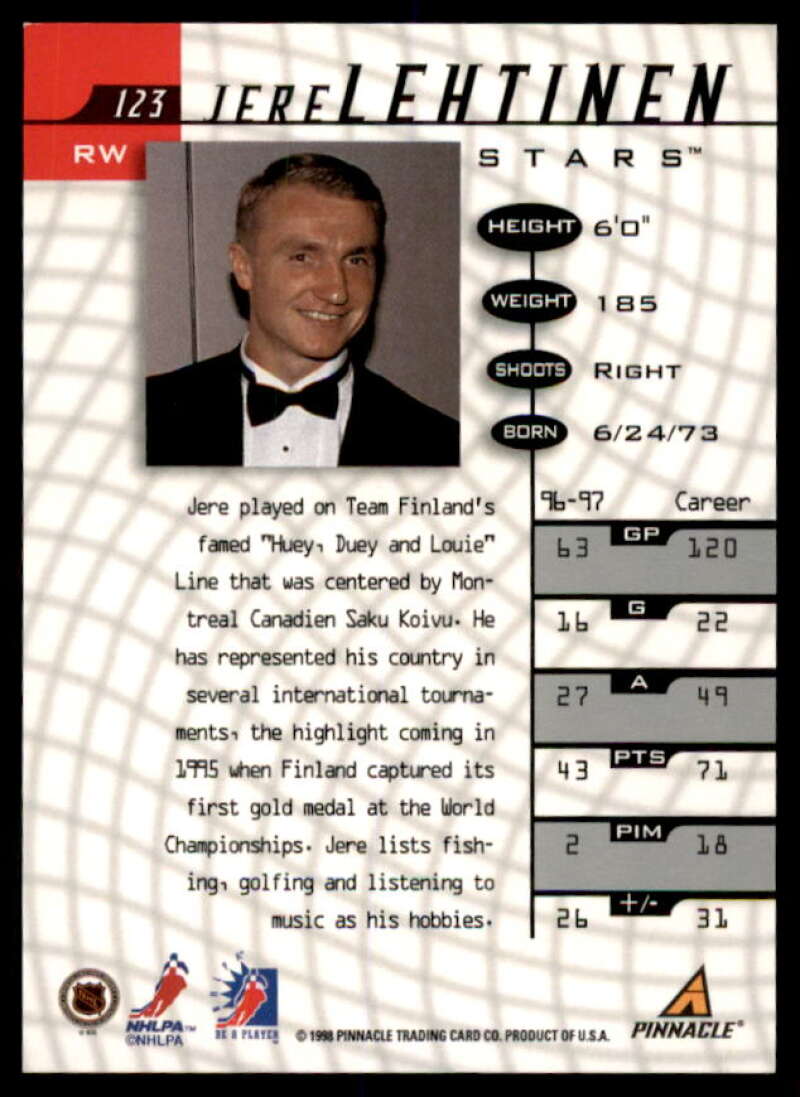 Jere Lehtinen Card 1997-98 Be A Player Autographs #123  Image 2