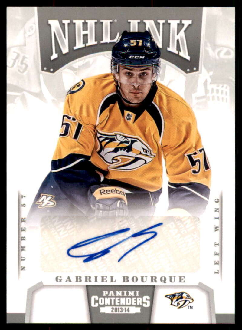 Gabriel Bourque Rookie Card 2013-14 Panini Contenders NHL Ink #IGB  Image 1