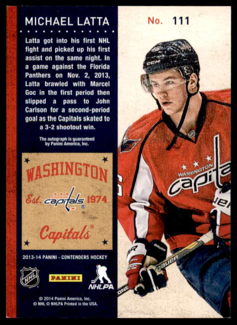 Michael Latta AU Rookie Card 2013-14 Panini Contenders #111B  Image 2