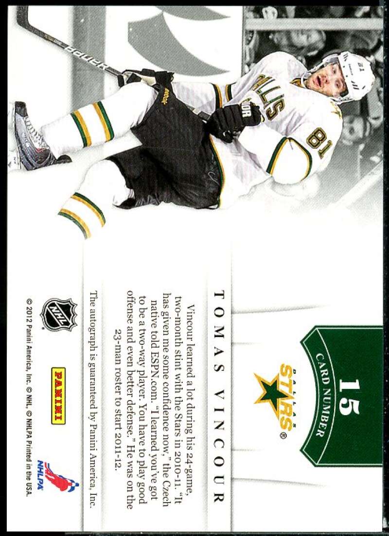 Tomas Vincour Rookie Card 2011-12 Panini Contenders NHL Ink #15  Image 2