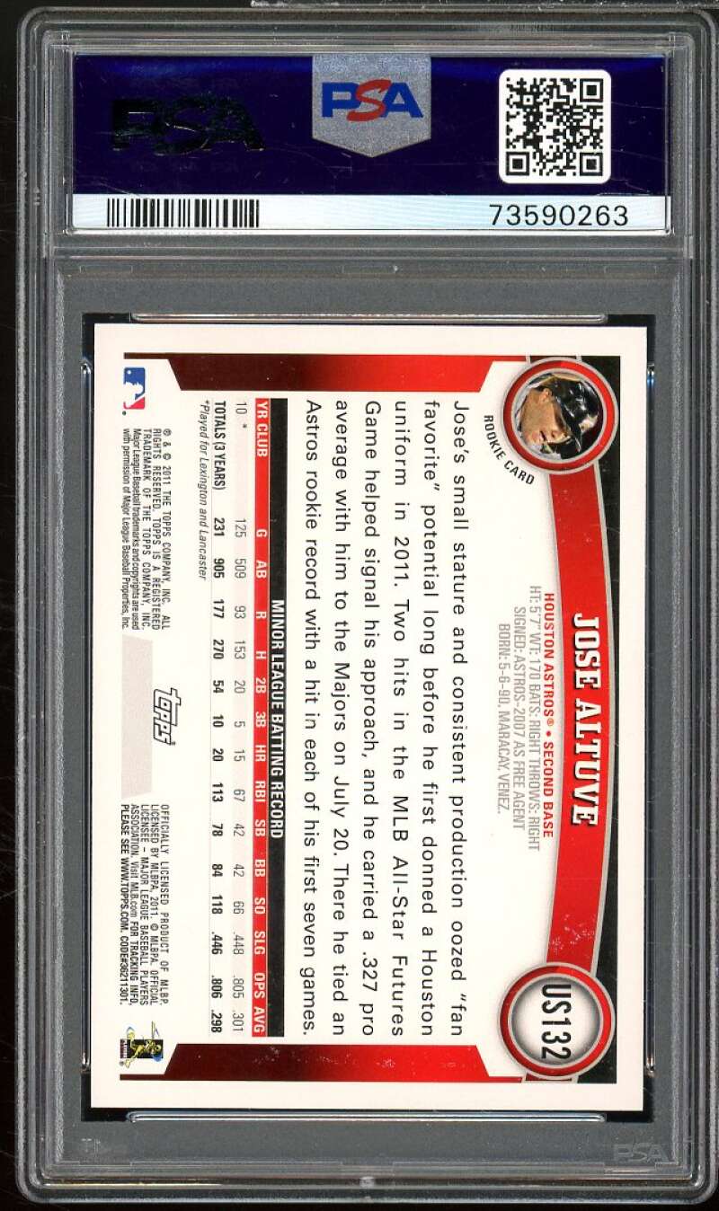 Jose Altuve Rookie Card 2011 Topps Update Diamond Anniversary #US132 PSA 9 Image 2