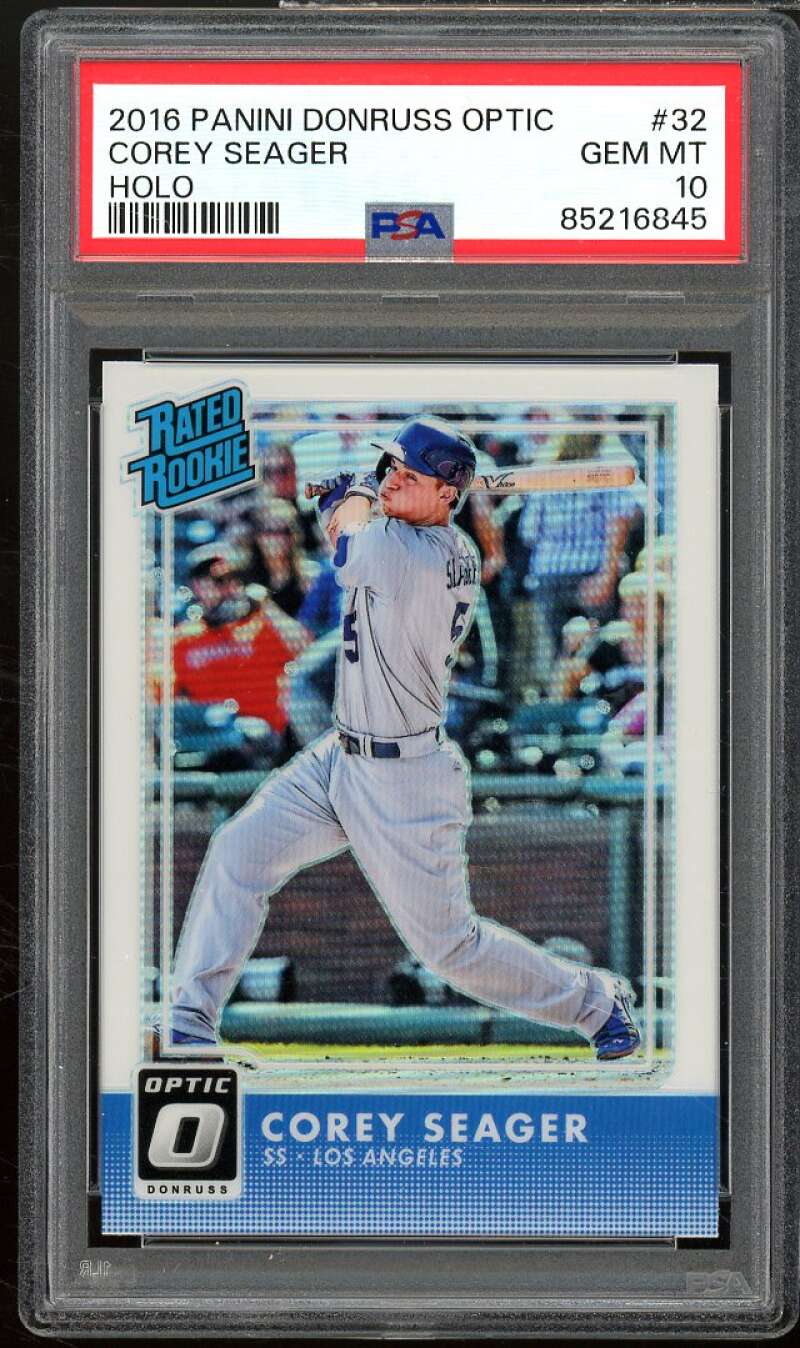 Corey Seager Rookie Card 2016 Donruss Optic Holo #32 PSA 10 Image 1