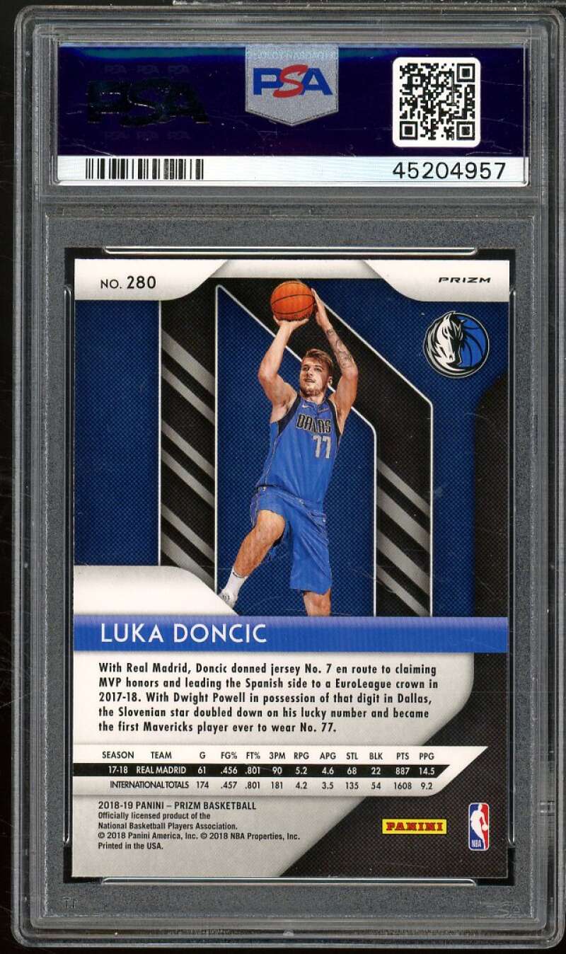 Luka Doncic Rookie Card 2018-19 Panini Prizm Hyper Prizm #280 PSA 9 Image 2