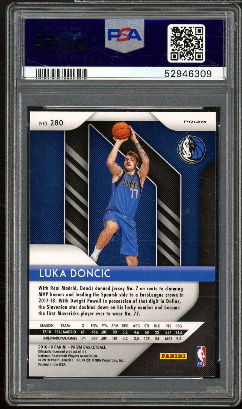 Luka Doncic Rookie Card 2018-19 Panini Prizm Fast Break Prizm #280 PSA 9 Image 2