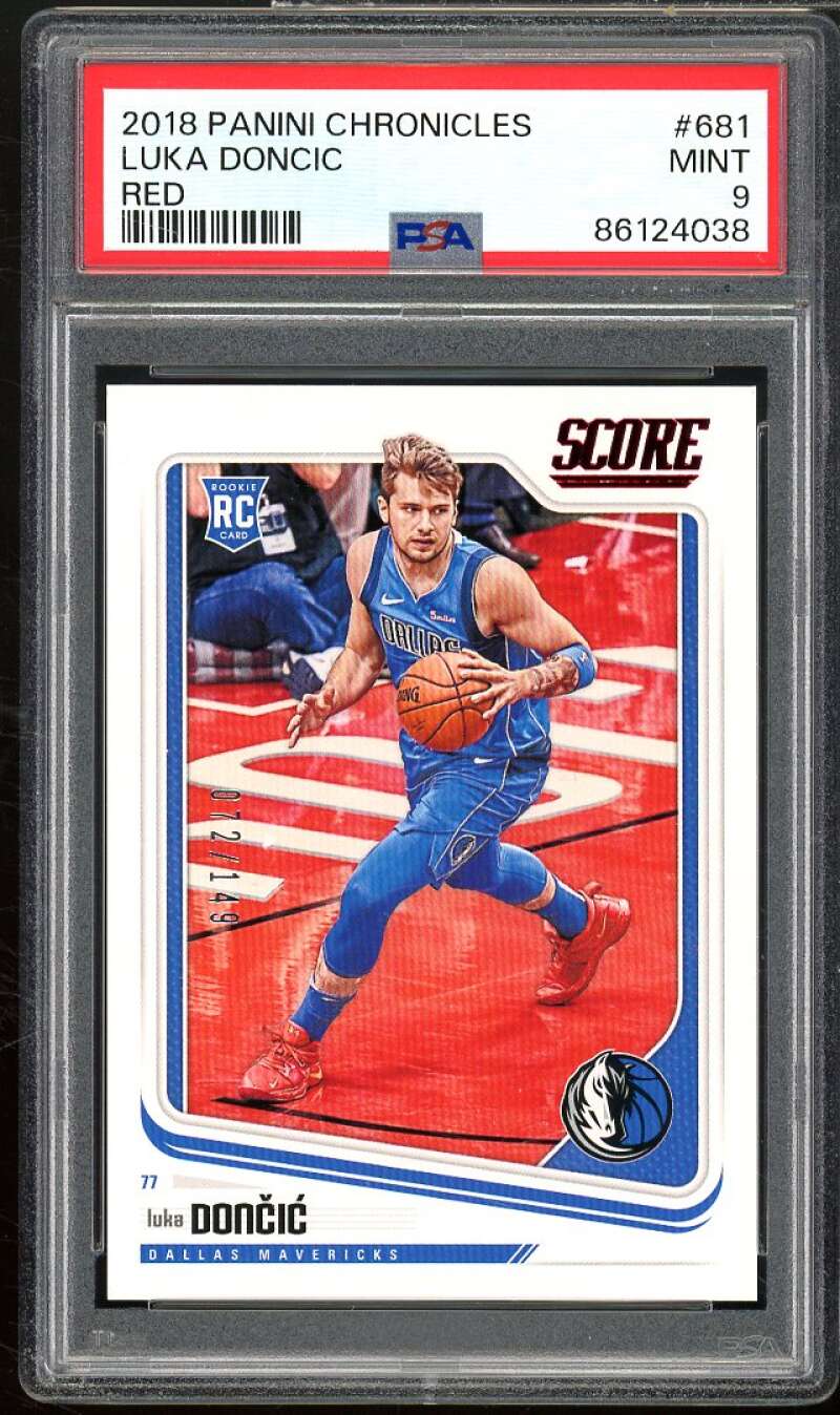 Luka Doncic Rookie Card 2018-19 Panini Chronicles Red #681 PSA 9 Image 1