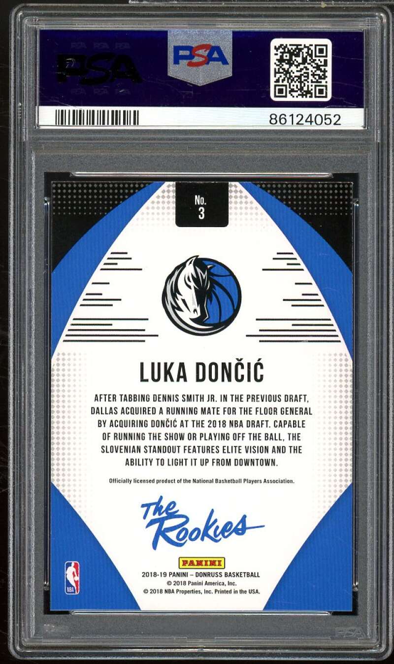 Luka Doncic Rookie Card 2018-19 Donruss The Rookies #3 PSA 10 Image 2