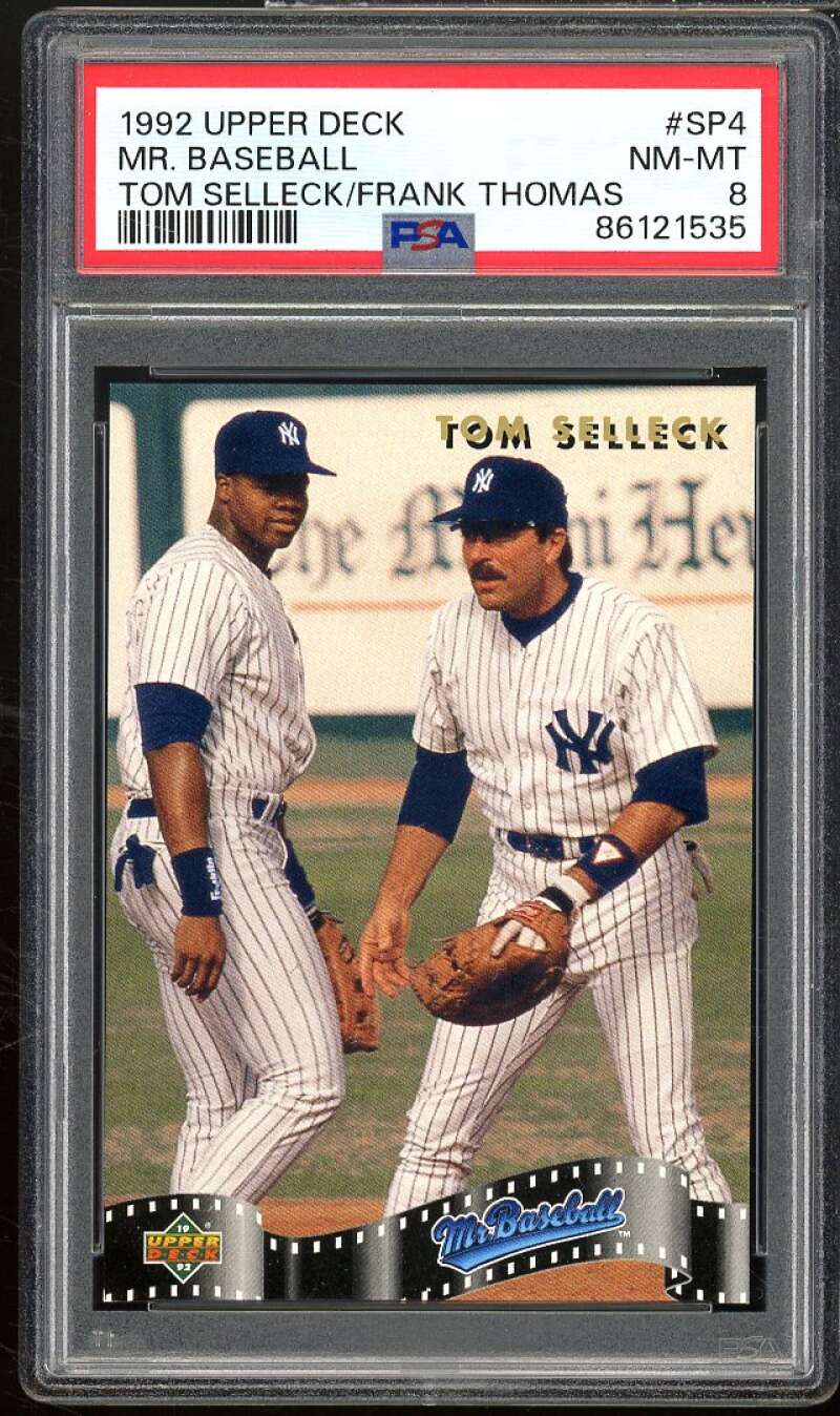 Tom Selleck/Frank Thomas Card 1992 Upper Deck Mr Baseball #sp4 PSA 8 Image 1