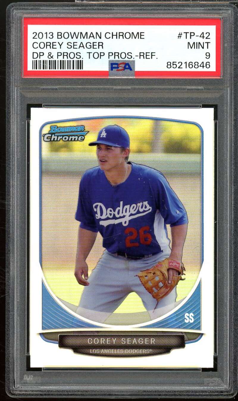 Corey Seager Card 2013 Bowman Chrome DP Pros Top Pros Refractor #TP-42 PSA 9 Image 1