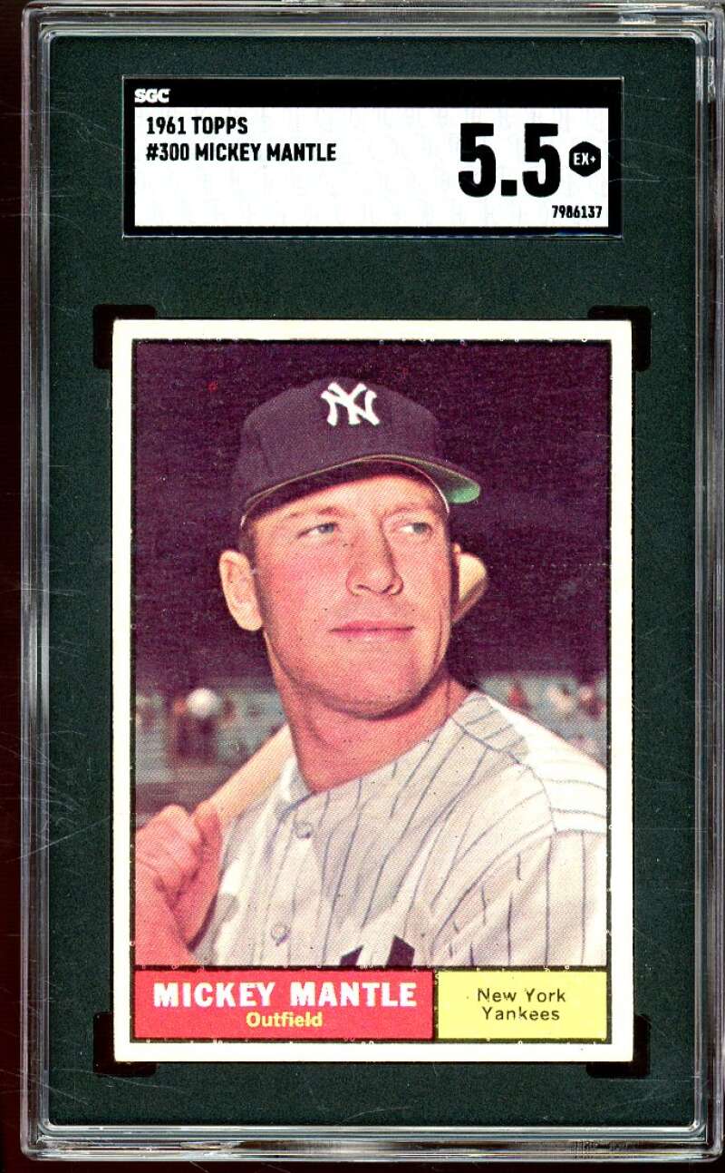 Mickey Mantle Card 1961 Topps #300 SGC 5.5 Image 1