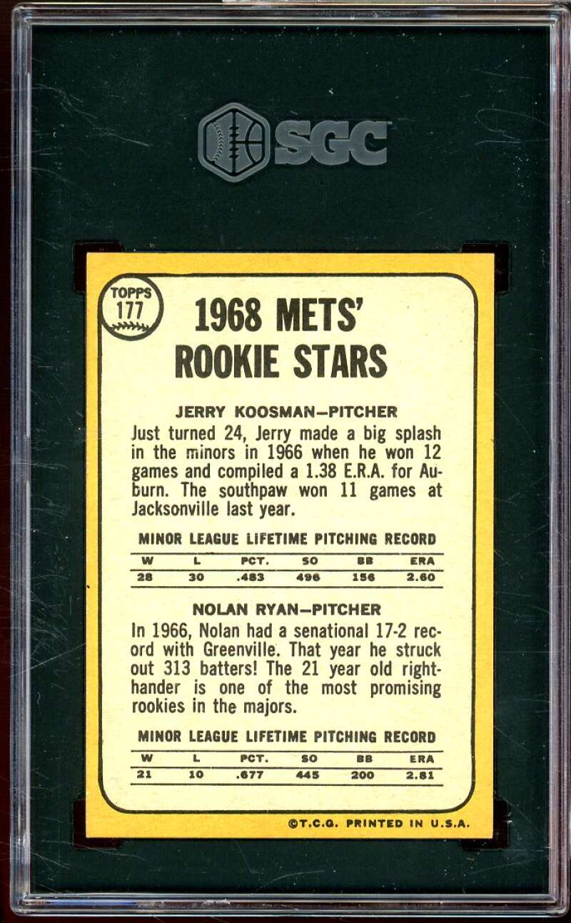 Nolan Ryan Rookie Card 1968 Topps #177 SGC 5 Image 2