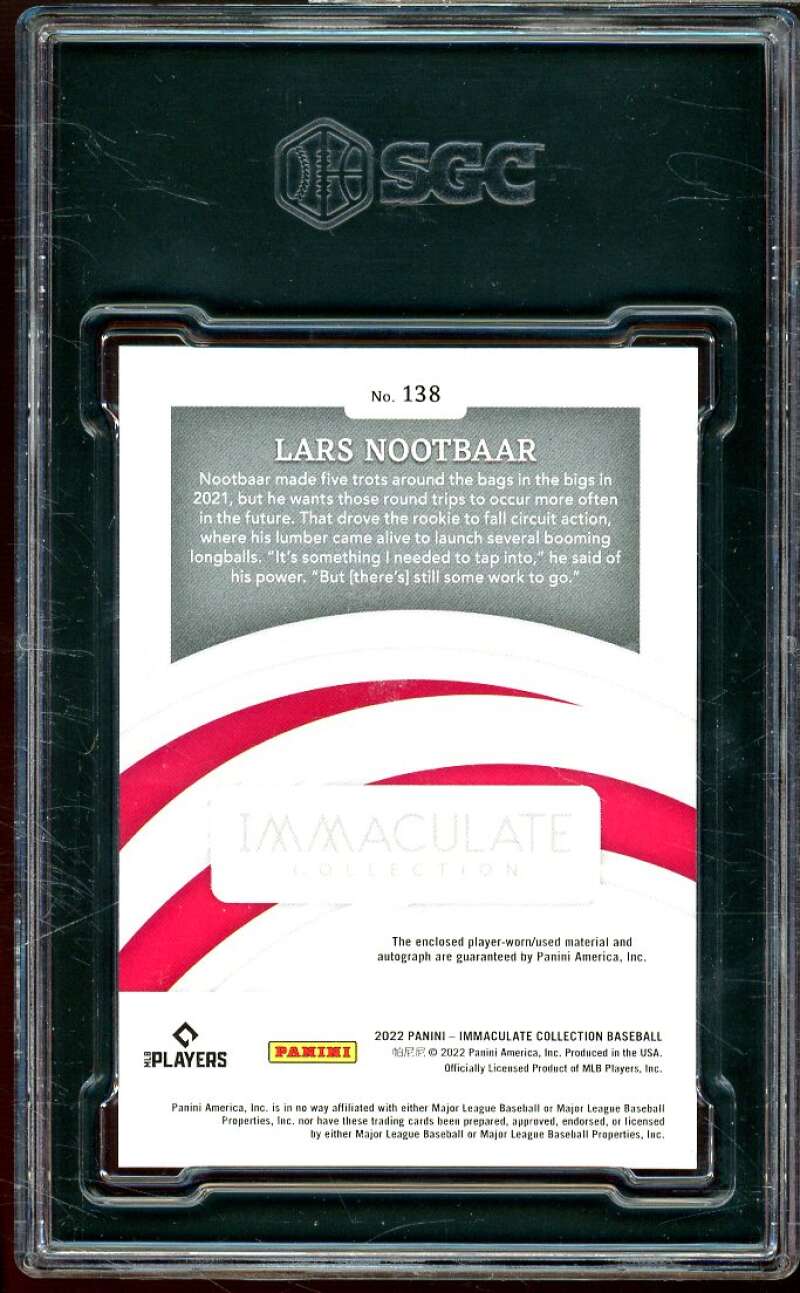 Lars Nootbaar Rookie Card 2022 Panini Immaculate Rookie Patch Auto #138 SGC 9 Image 2