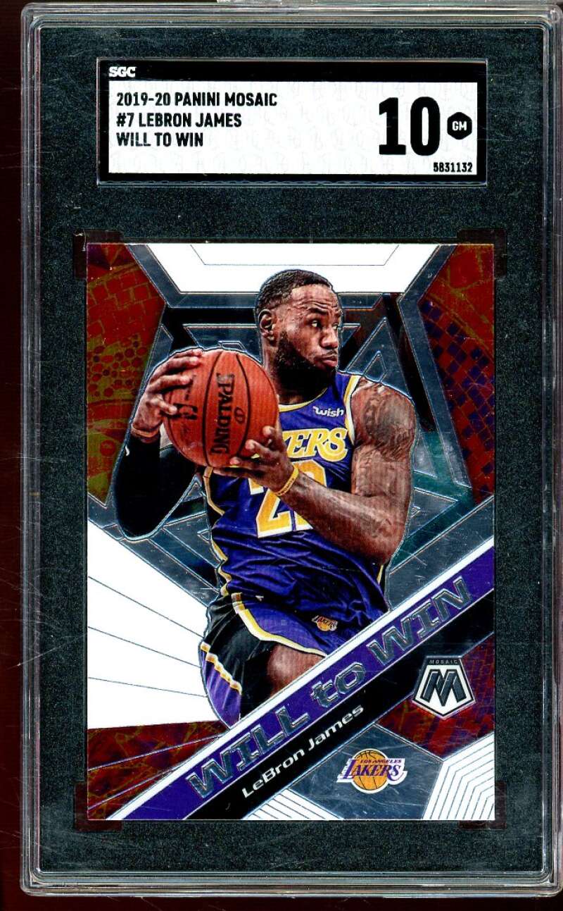 Lebron James Card 2019-20 Panini Mosaic Will To Win #7 SGC 10 Image 1