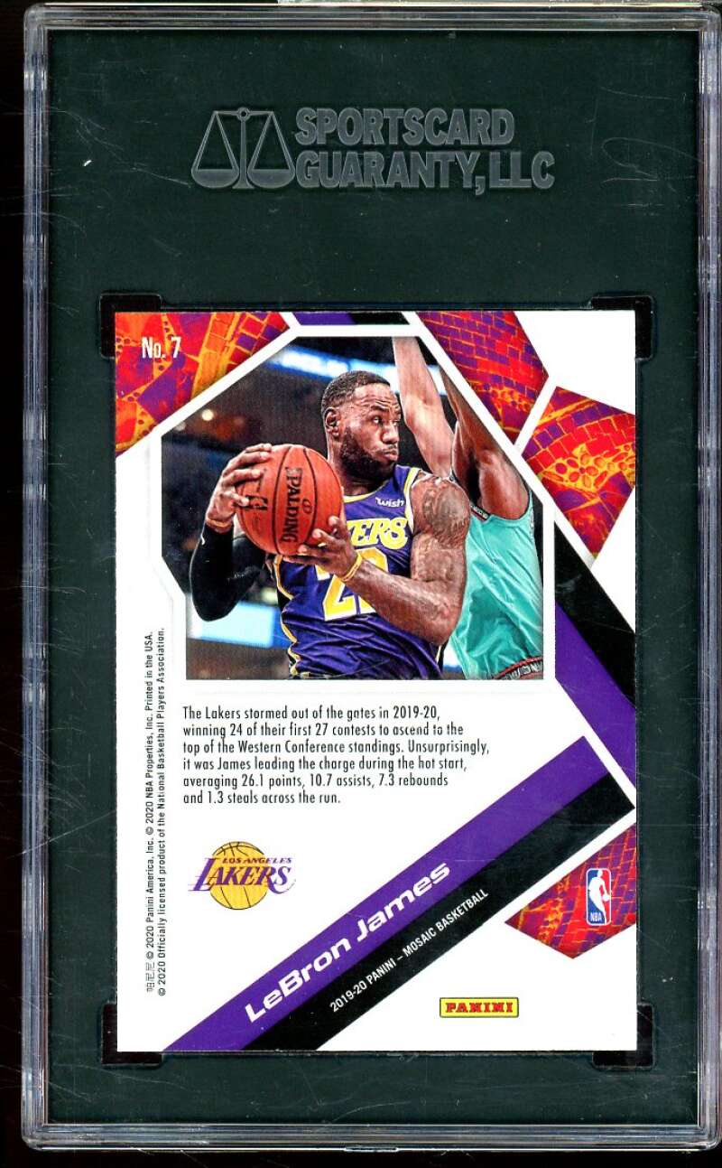 Lebron James Card 2019-20 Panini Mosaic Will To Win #7 SGC 10 Image 2