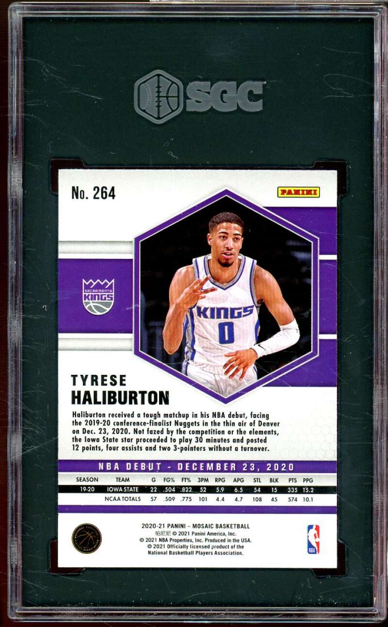 Tyrese Haliburton Rookie Card 2020-21 Panini Mosaic #264 SGC 9 Image 2