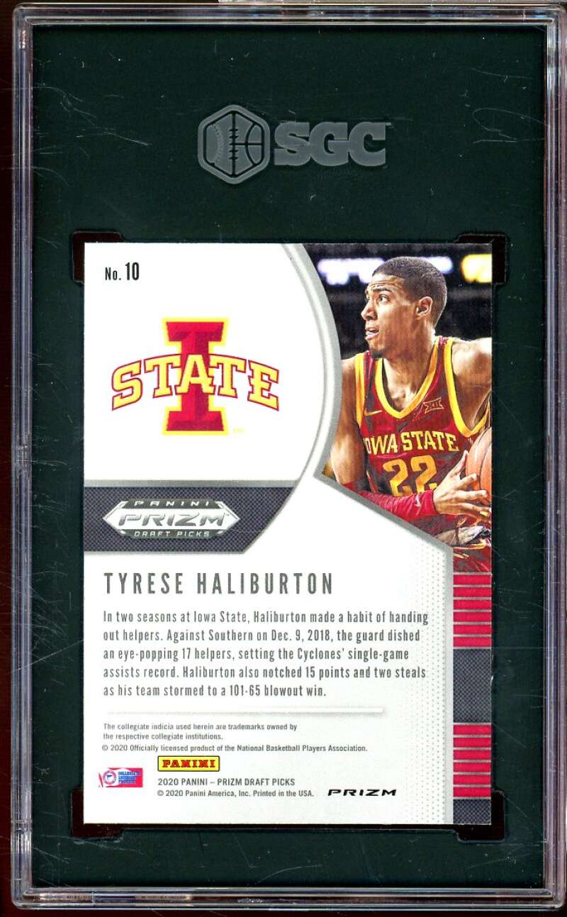 Tyrese Haliburton Rookie Card 2020-21 Panini Prizm DP Pink Ice Prizm #10 SGC 10 Image 2