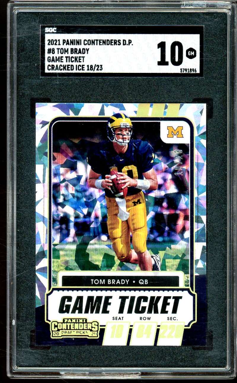 Tom Brady 2021 Panini Contenders FP Game Ticket Cracked Ice (#d 18/23) #8 SGC 10 Image 1