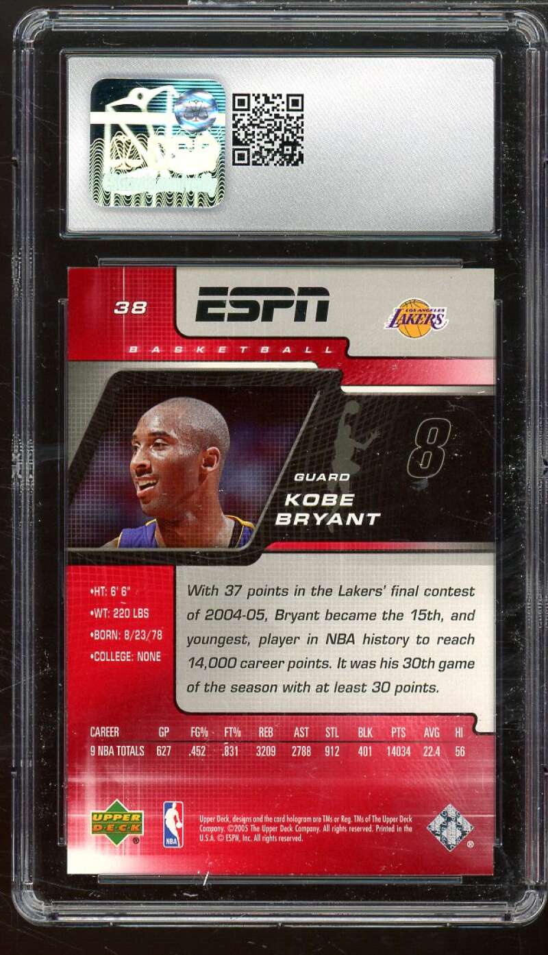 Kobe Bryant Card 2005-06 Upper Deck ESPN #38 CSG 9.5 MINT+ Image 2