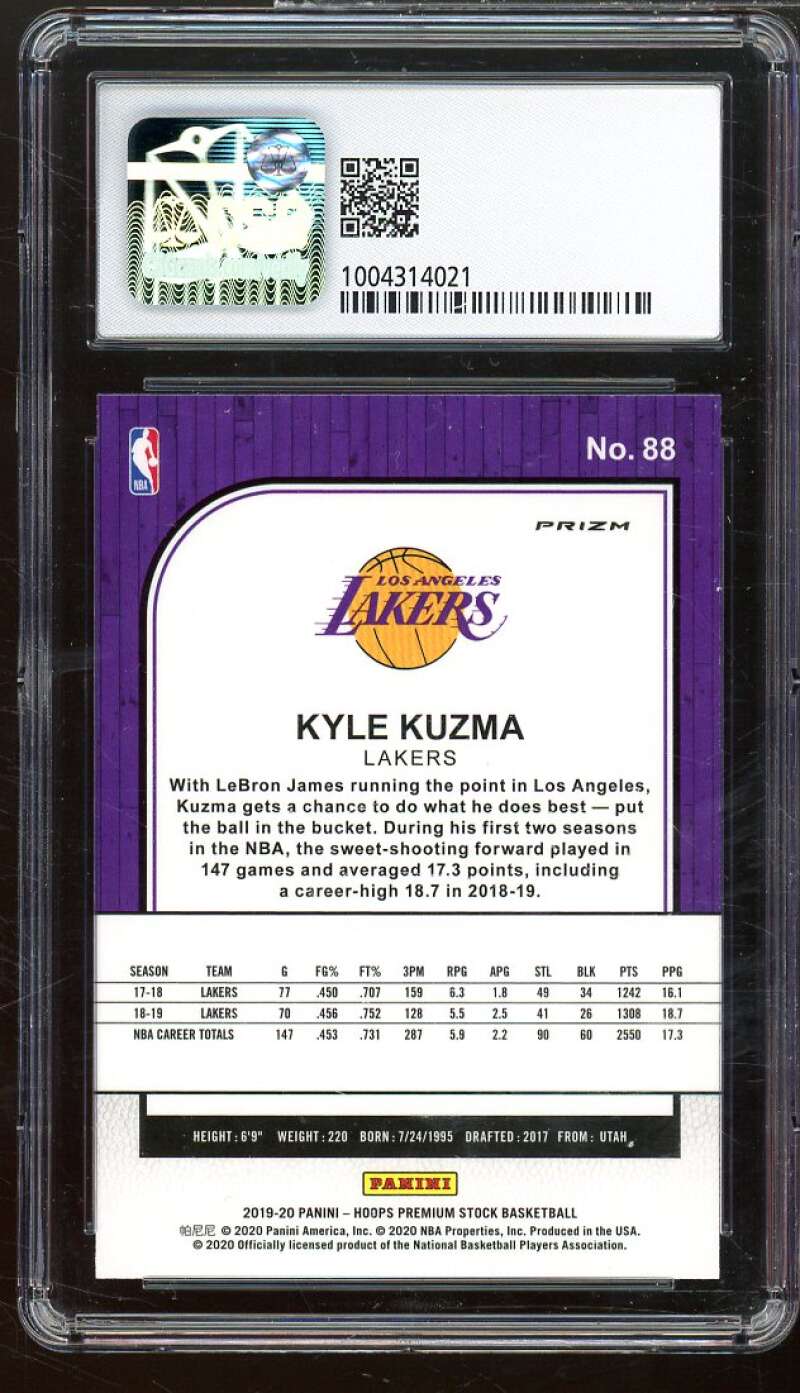 Kyle Kuzma 2019-20 Panini Hoops Premium Stock Silver Laser #88 CSG 9.5 GEM MINT Image 2