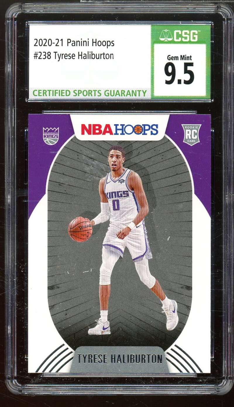 Tyrese Haliburton Rookie Card 2020-21 Panini Hoops #238 CSG 9.5 GEM MINT Image 1