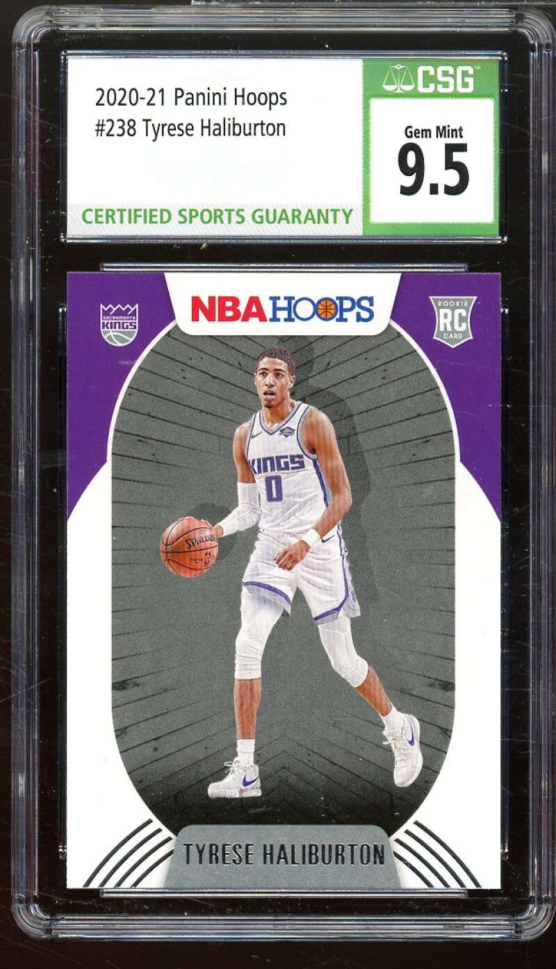 Tyrese Haliburton Rookie Card 2020-21 Panini Hoops #238 CSG 9.5 GEM MINT Image 1