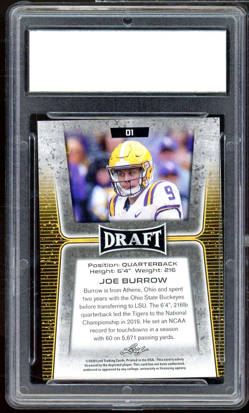 Joe Burrow Rookie Card 2020 Leaf #1 PGI 10 GEM MINT Image 2