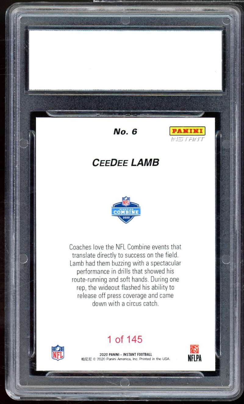 Cee Dee Lamb Rookie Card 2020 Panini Instant #6 PGI 10 GEM MINT Image 2