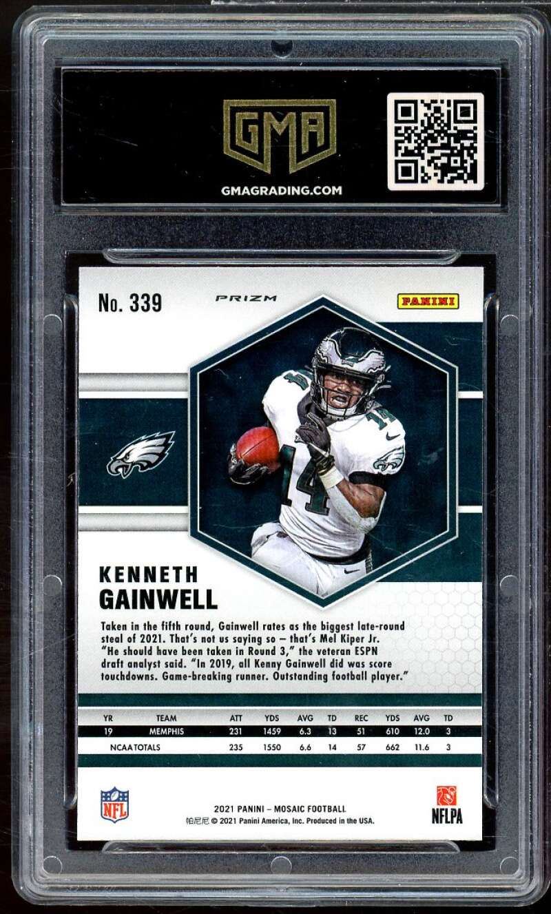 Kenneth Gainwell Rookie Card 2021 Mosaic Camo Pink Prizm #339 GMA 9 MINT Image 2