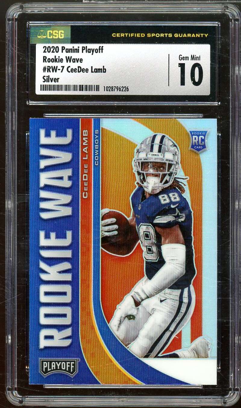 CeeDee Lamb Rookie 2020 Panini Playoff Rookie Wave Silver #RW-7 CSG 10 GEM MINT Image 1