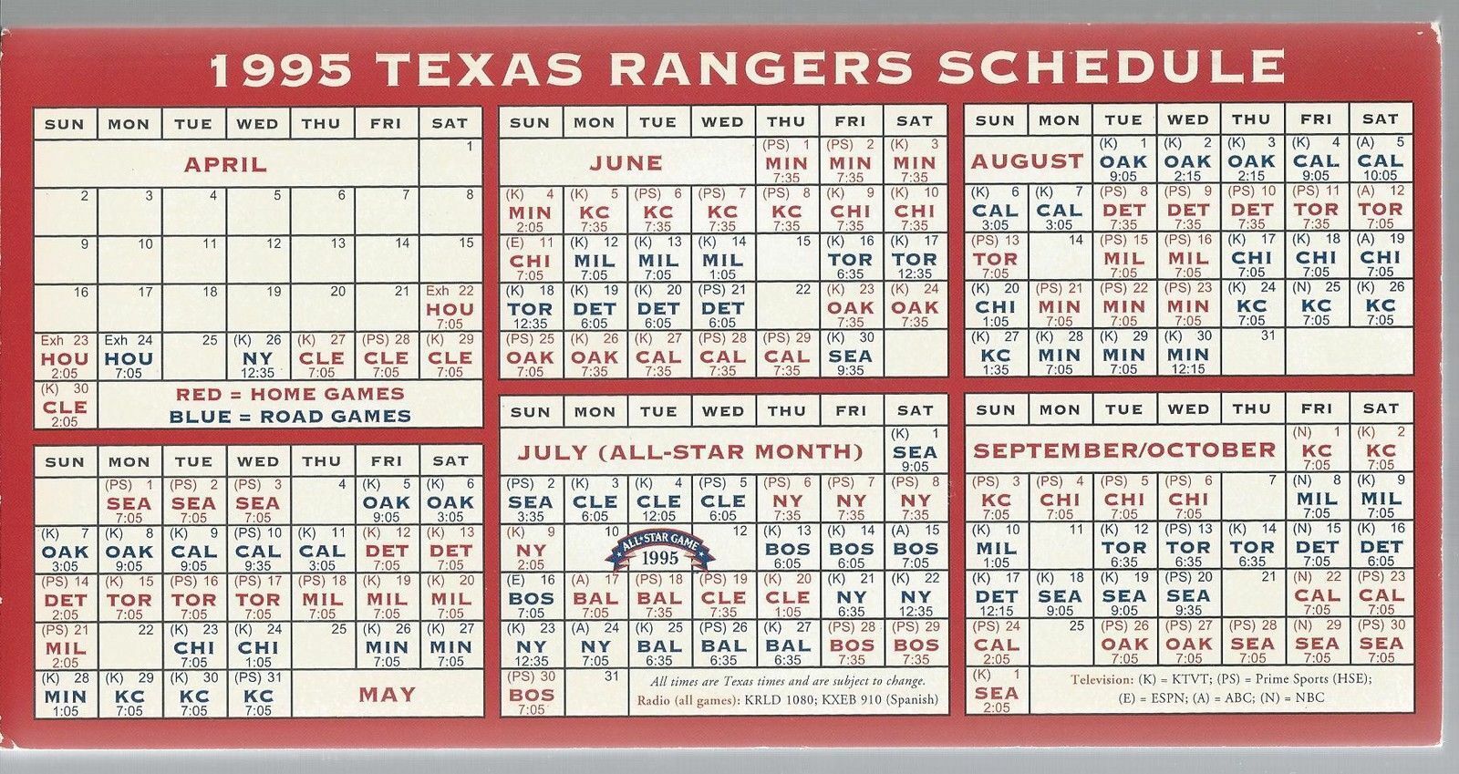 1995 Texas Rangers Baseball MLB Media Guide - Annual Player Information Image 2