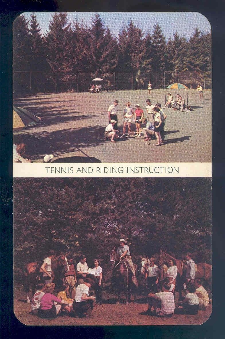glossy postcard VACATION VALLEY COUNTRY CLUB tennis and riding instruction Image 1