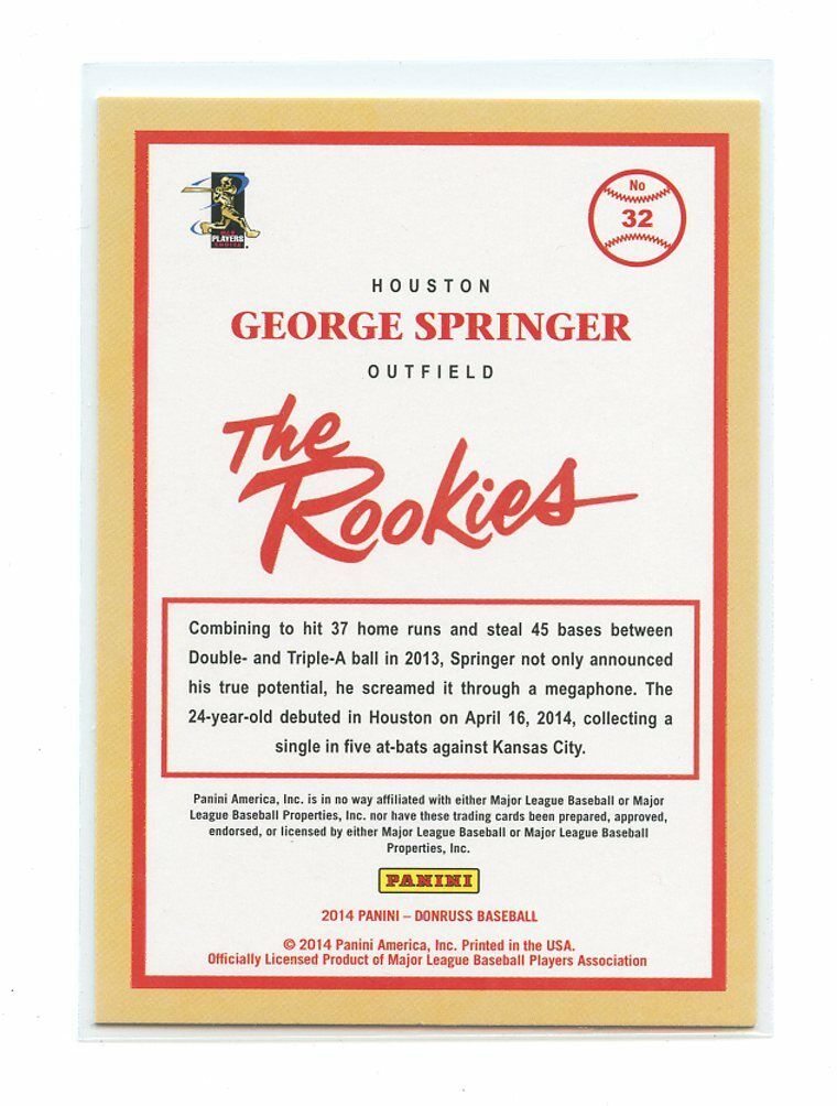 2014 Donruss The Rookies #32 George Springer Houston Astros rookie card Image 2