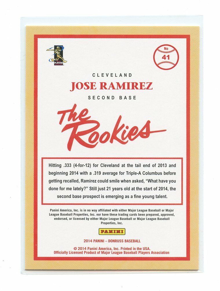 2014 Donruss The Rookies #41 Jose Ramirez Cleveland Indians rookie card Image 2