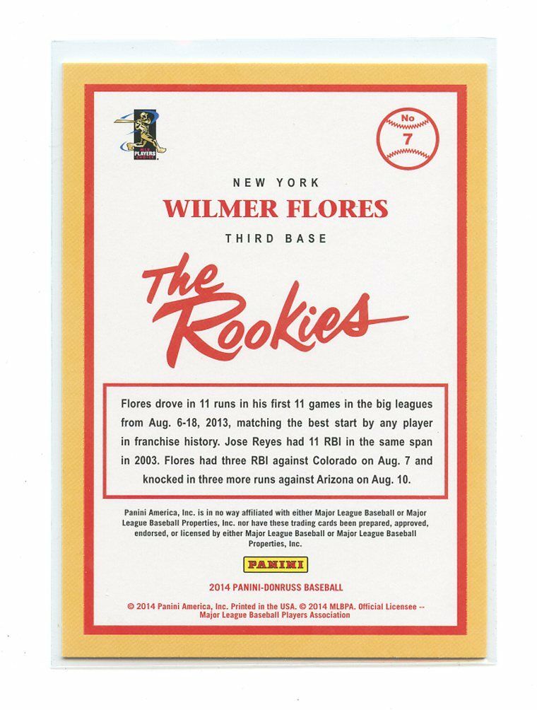 2014 Donruss The Rookies #7 Wilmer Flores New York Mets rookie card Image 2