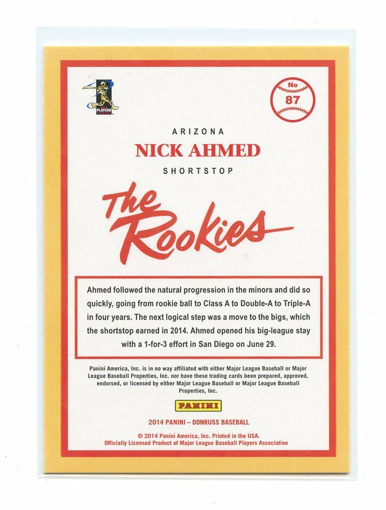 2014 Donruss The Rookies #87 Nick Ahmed Arizona Diamondbacks rookie card Image 2