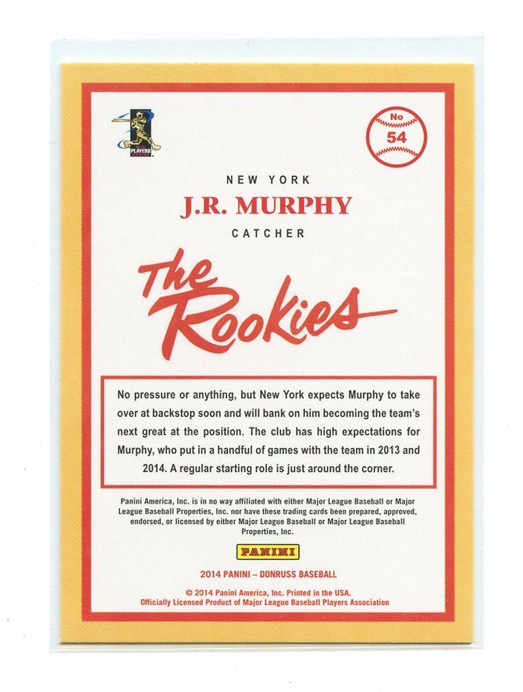 2014 Donruss The Rookies #54 J.R. Murphy New York Yankees rookie card Image 2
