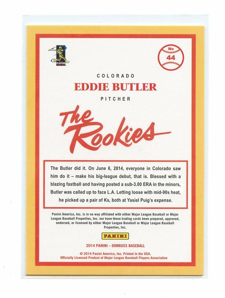 2014 Donruss The Rookies #44 Eddie Butler Colorado Rockies rookie card Image 2