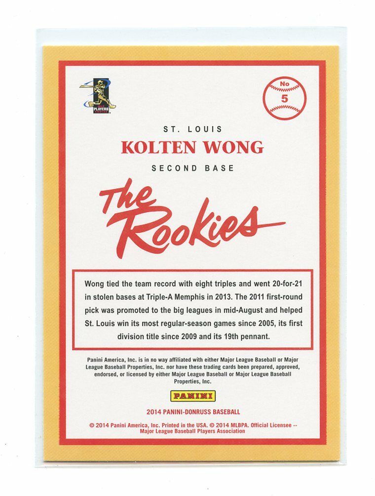 2014 Donruss The Rookies #5 Kolten Wong St Louis Cardinals rookie card Image 2