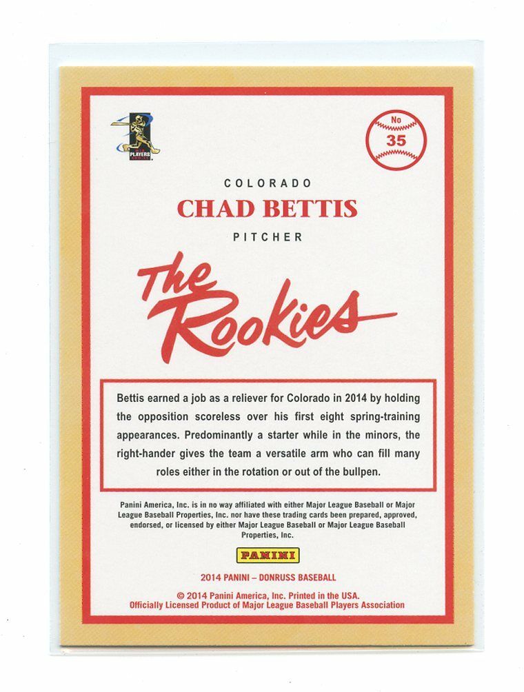 2014 Donruss The Rookies #35 Chad Bettis Colorado Rockies rookie card Image 2