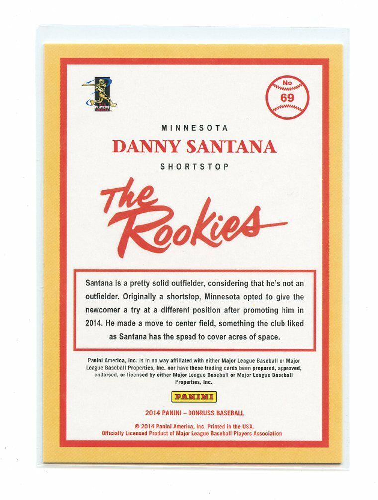 2014 Donruss The Rookies #69 Danny Santana Minnesota Twins rookie card Image 2